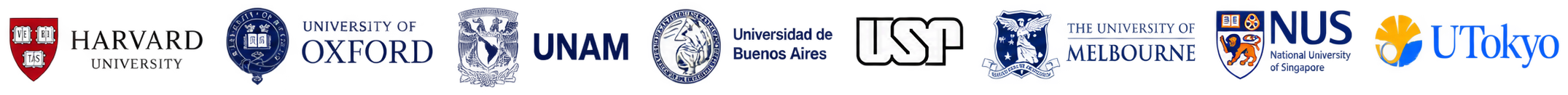 Harvard, Oxford, UNAM, Universidad de Buenos Aires, USP, University of Melbourne, NUS y University of Tokyo